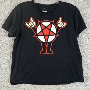Fifty24SF Gallery T-Shirt Womens Cropped Baby Doll Metal Devil T Shirt Large Y2K